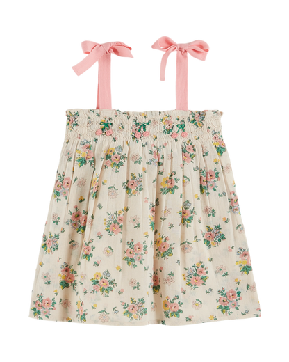 Top smocké printemps rose
