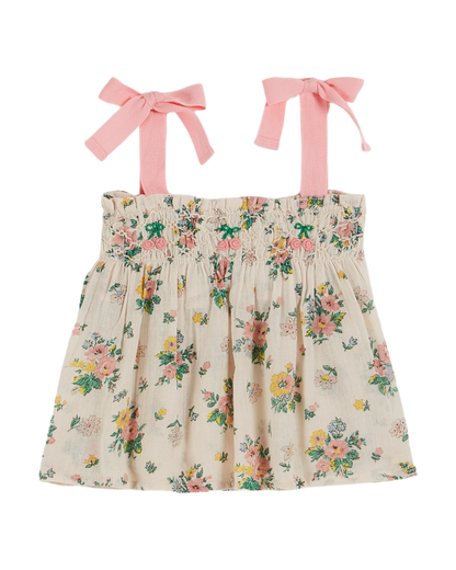 Top smocké printemps rose