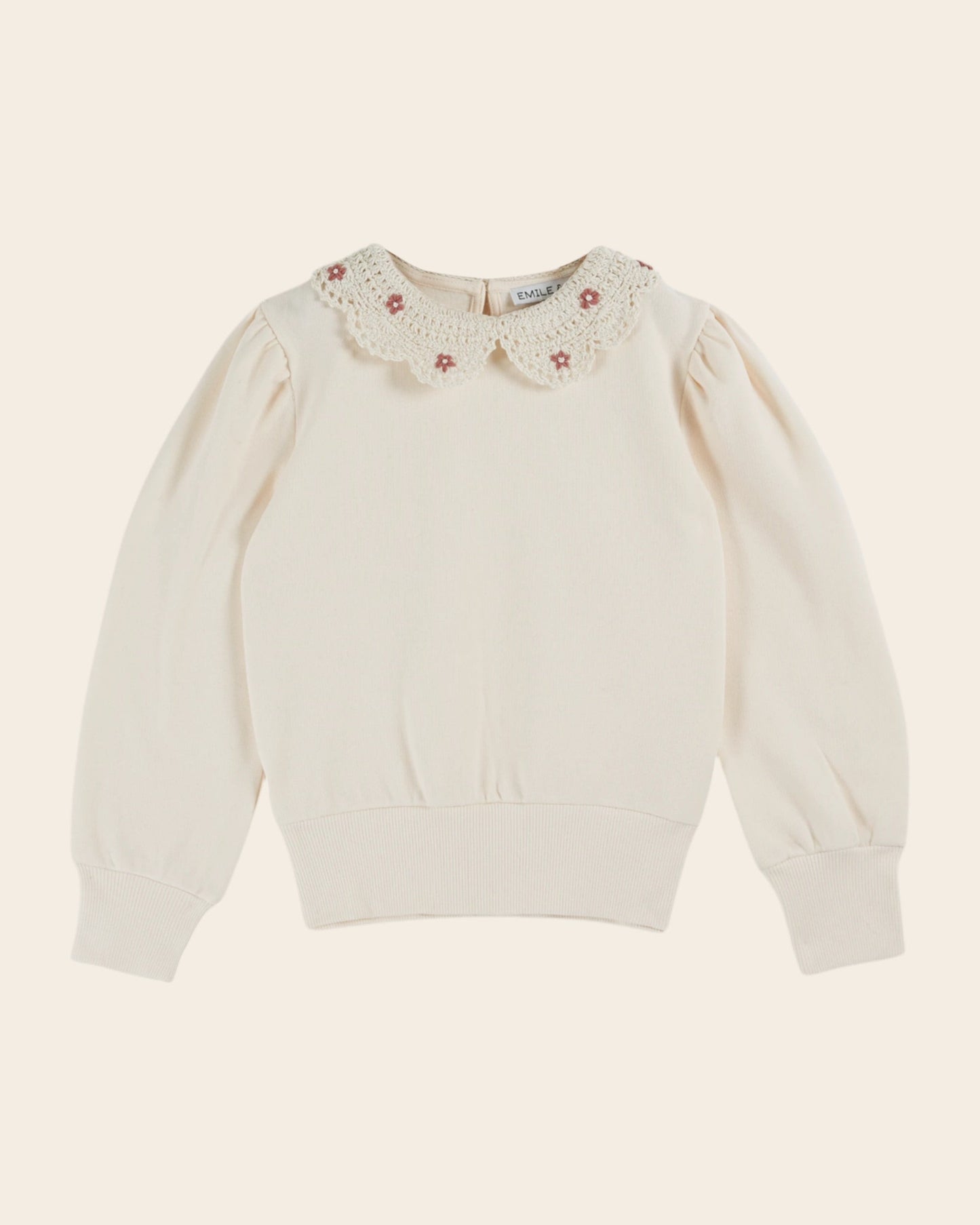 Sweat - Col crochet coton bio crème