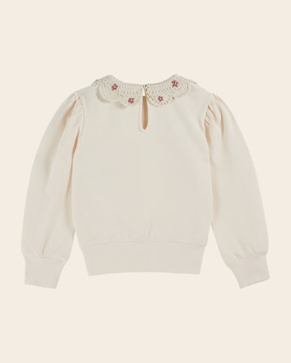 Sweat - Col crochet coton bio crème