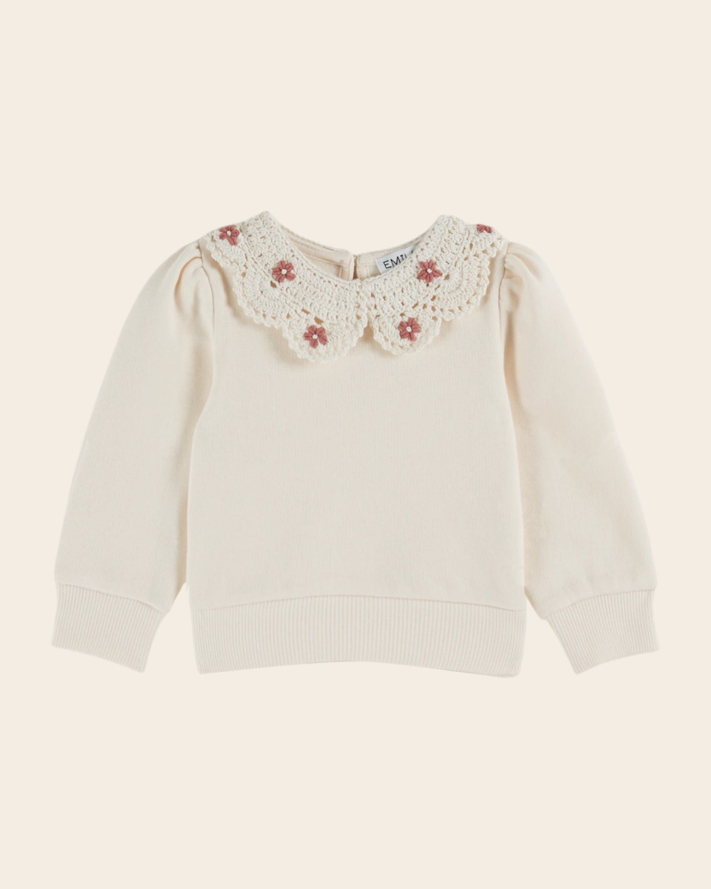 Sweat - Col crochet coton bio crème