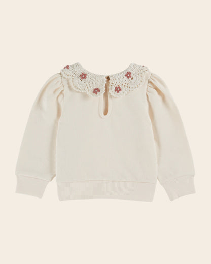 Sweat - Col crochet coton bio crème