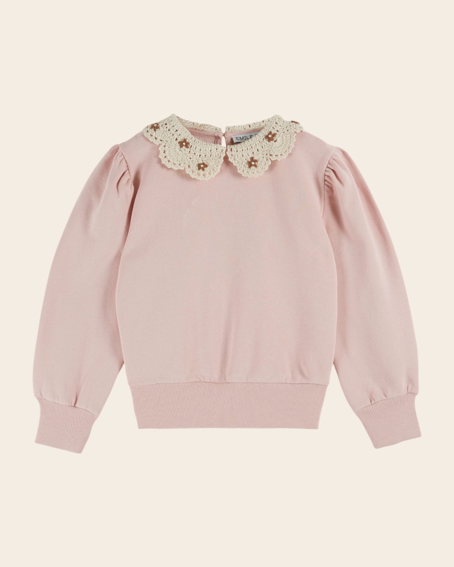 Sweat - Col crochet coton bio rose