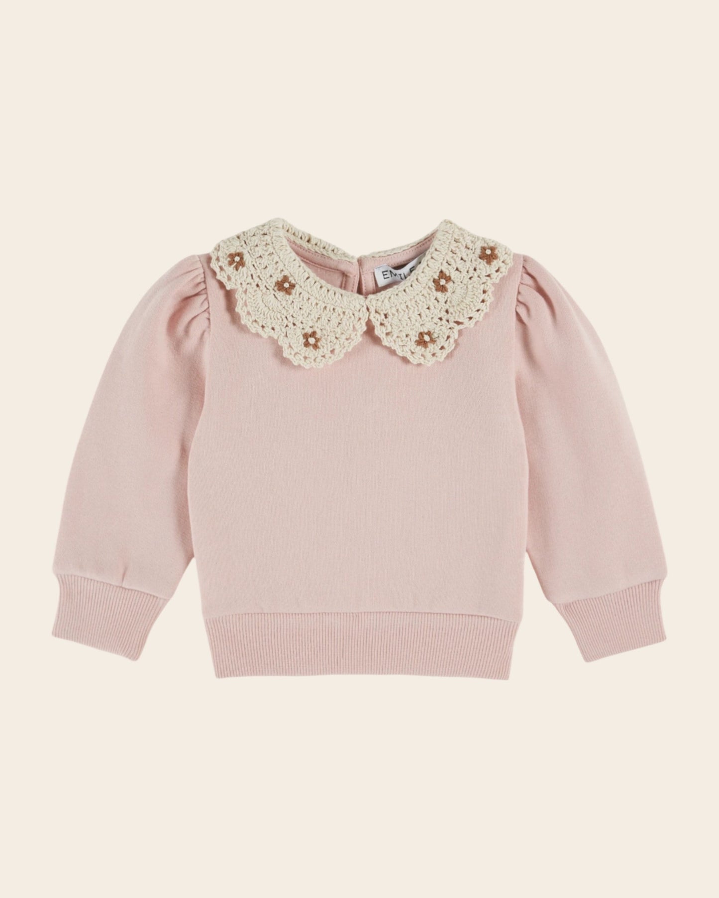 Sweat - Col crochet coton bio rose