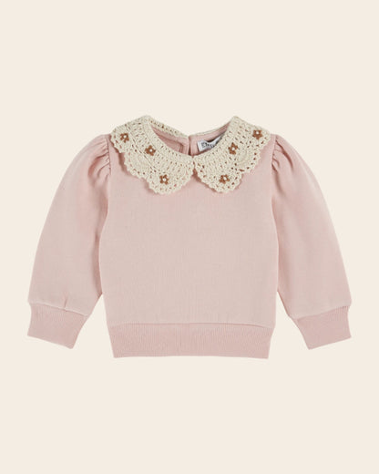 Sweat - Col crochet coton bio rose