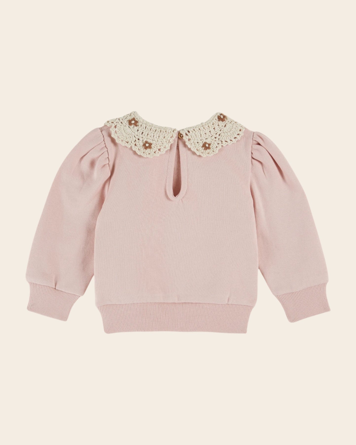 Sweat - Col crochet coton bio rose