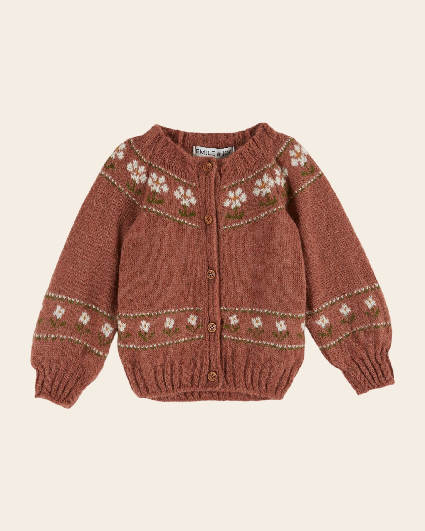 Cardigan - Jacquard Marguerite bois de rose