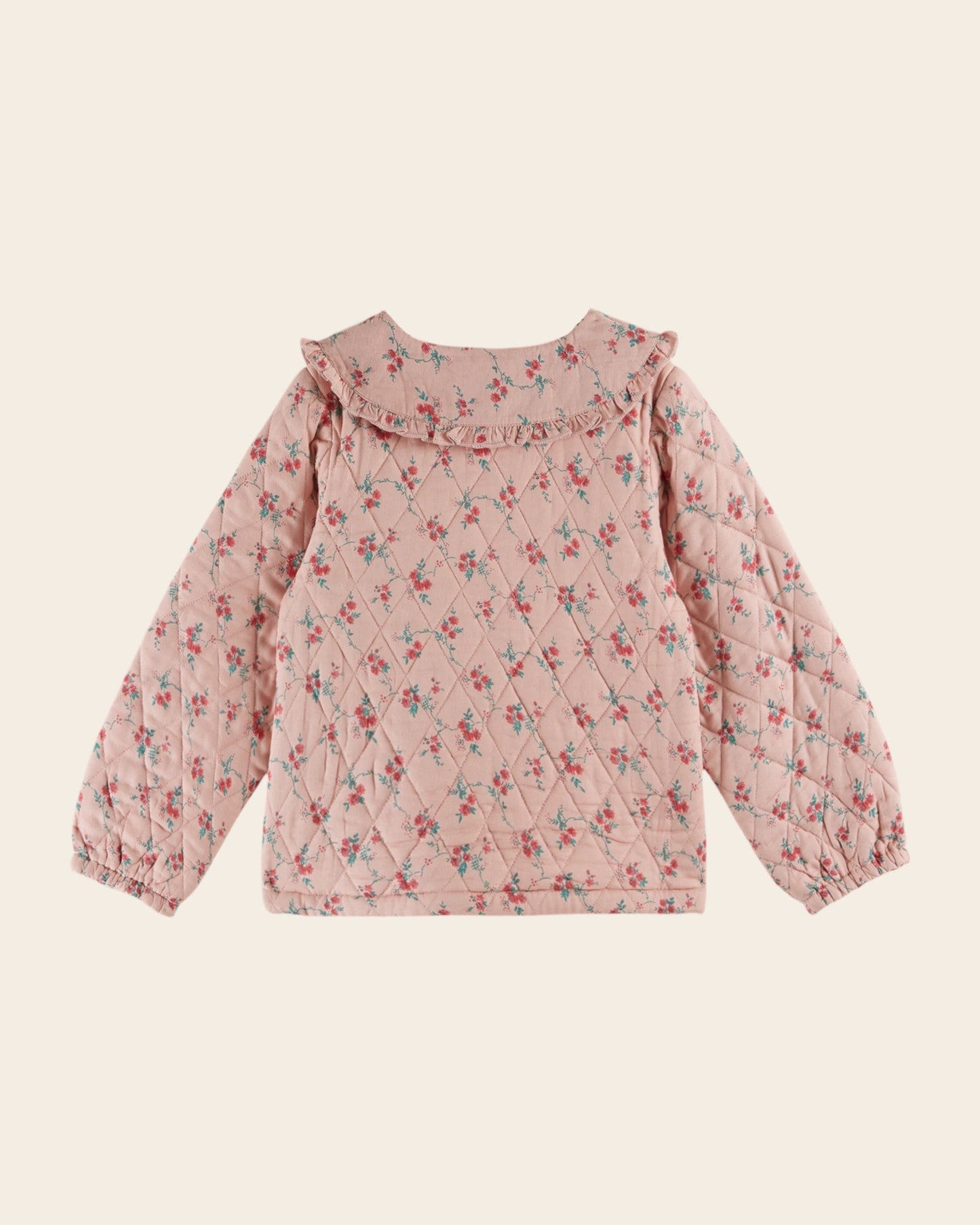 Veste - Matelassé rose à fleurs rouges