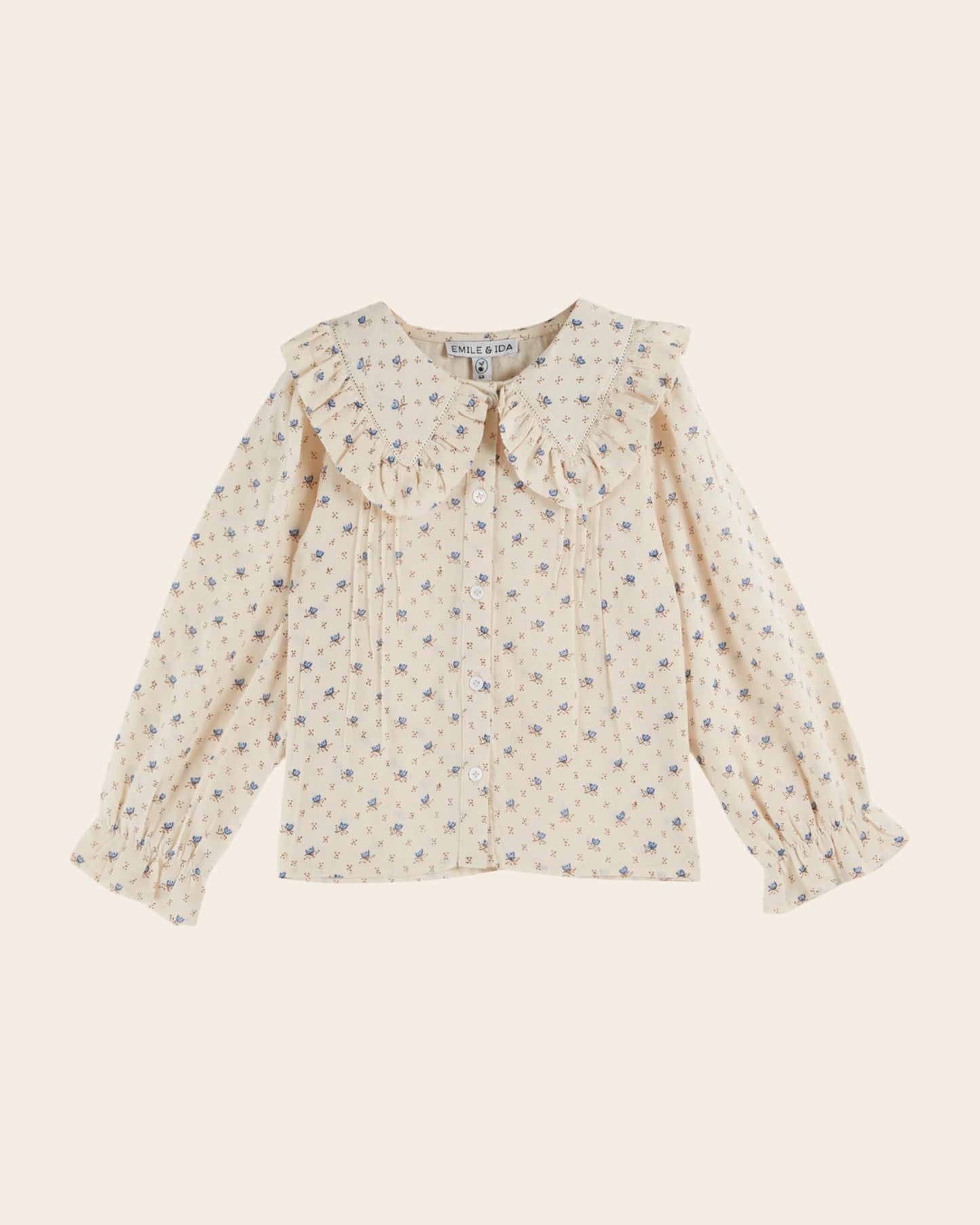 Blouse - Écru à fleurs bleues
