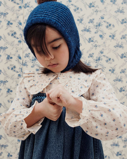 Blouse - Écru à fleurs bleues