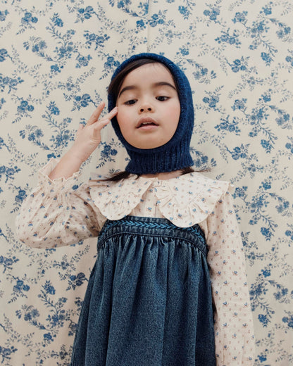 Blouse - Écru à fleurs bleues