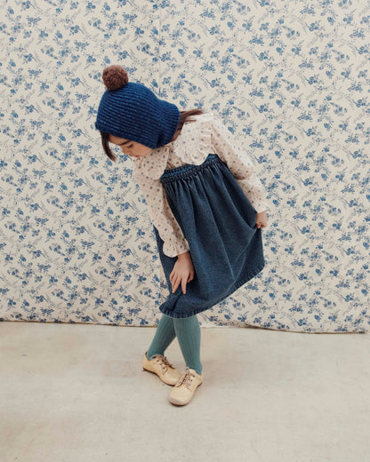 Blouse - Écru à fleurs bleues