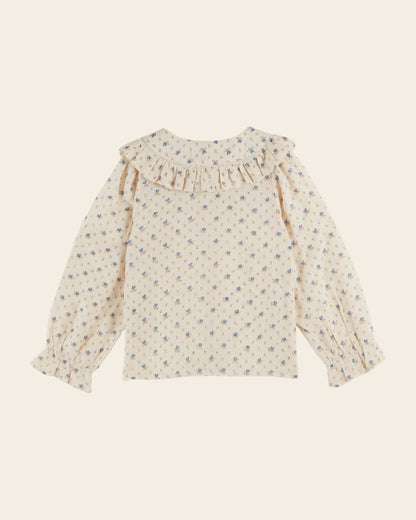 Blouse - Écru à fleurs bleues