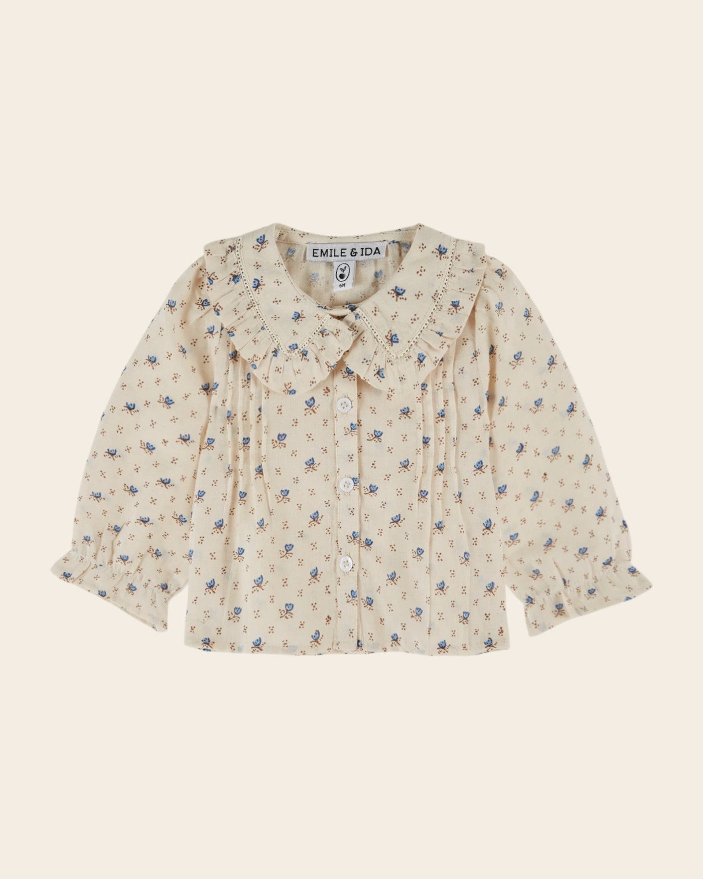 Blouse - Écru à fleurs bleues