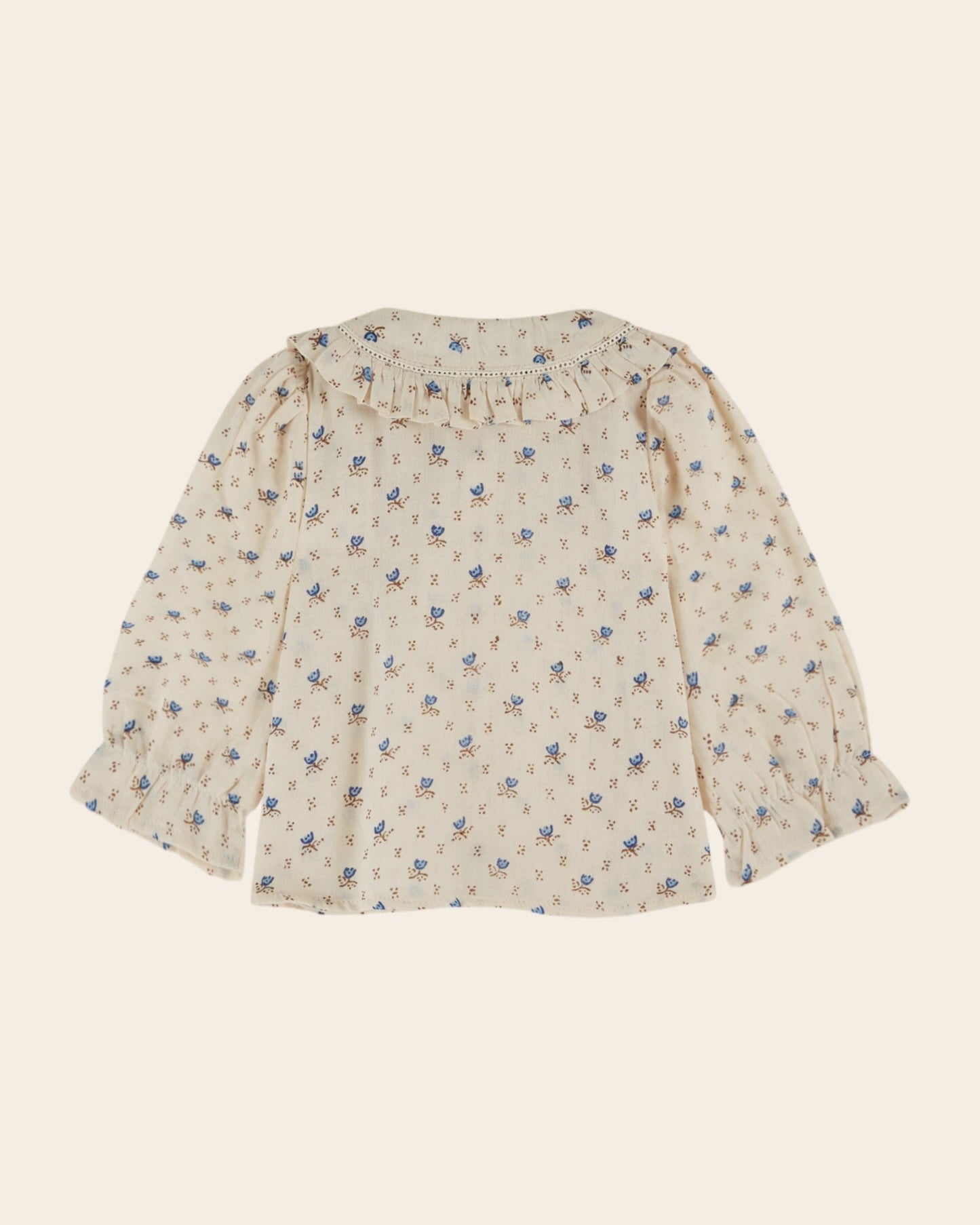 Blouse - Écru à fleurs bleues