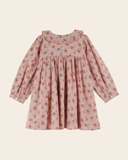 Robe - Ample rose à fleurs rouges