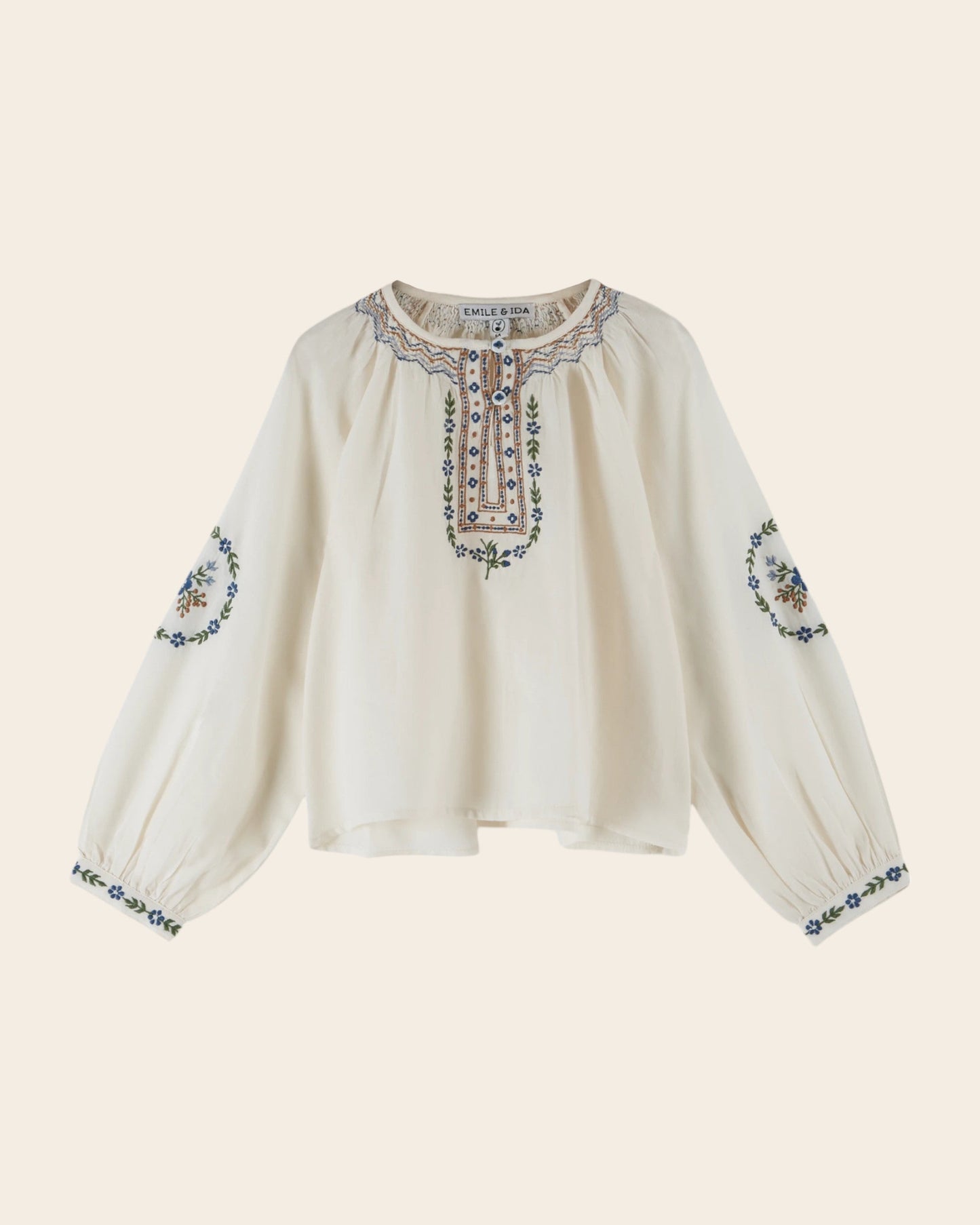 Blouse - Fille brodé ethnique écru