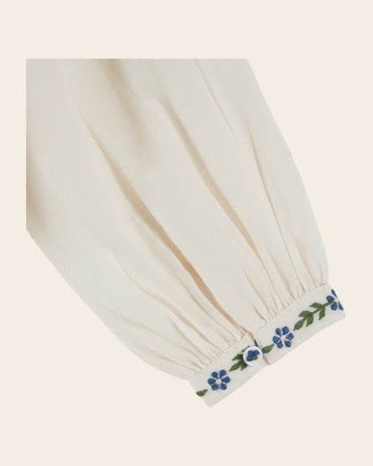 Blouse - Fille brodé ethnique écru