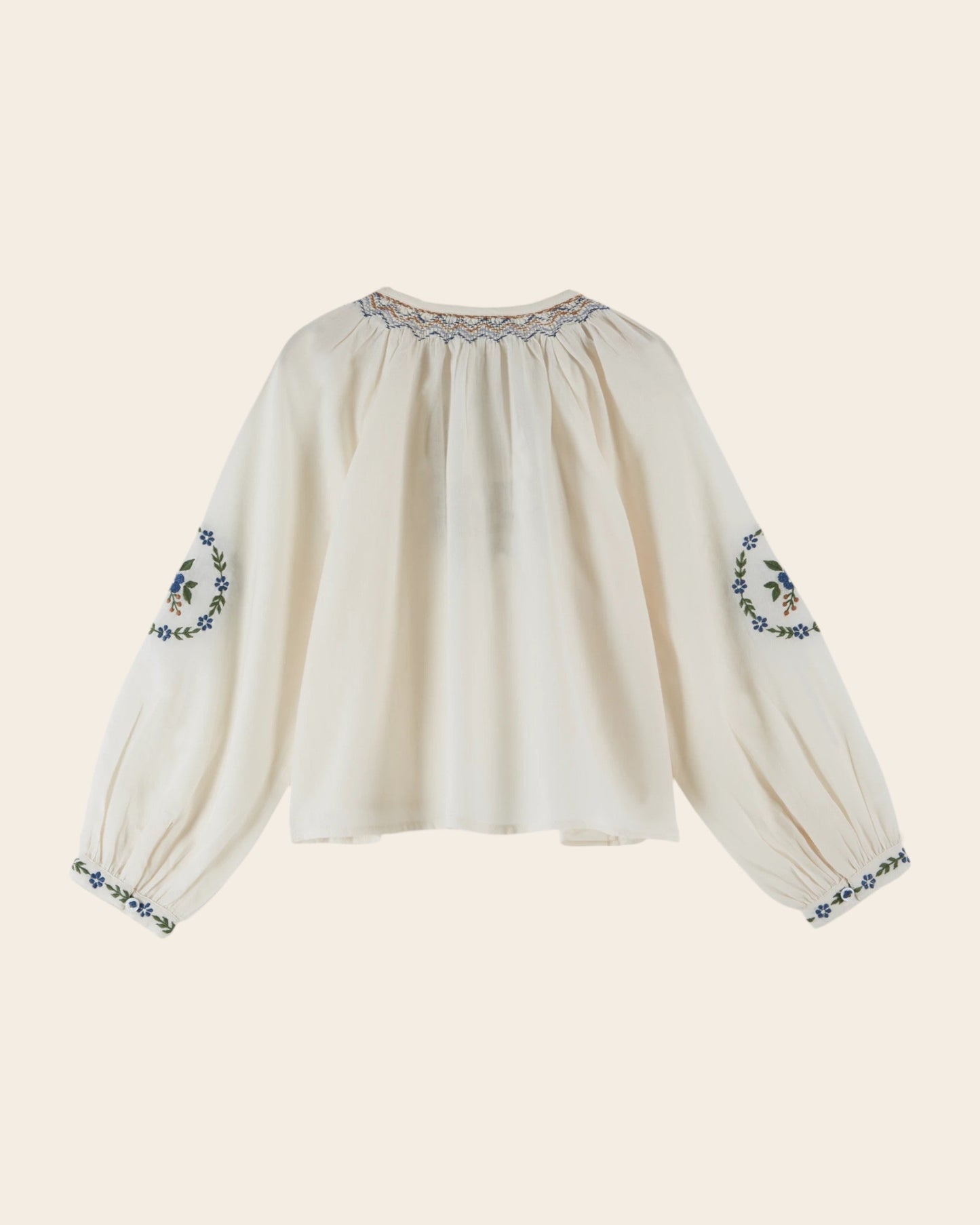 Blouse - Fille brodé ethnique écru