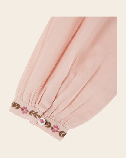 Blouse - Fille brodée ethnique rose