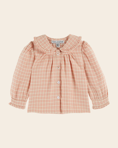 Blouse à carreaux rose