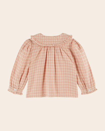 Blouse à carreaux rose