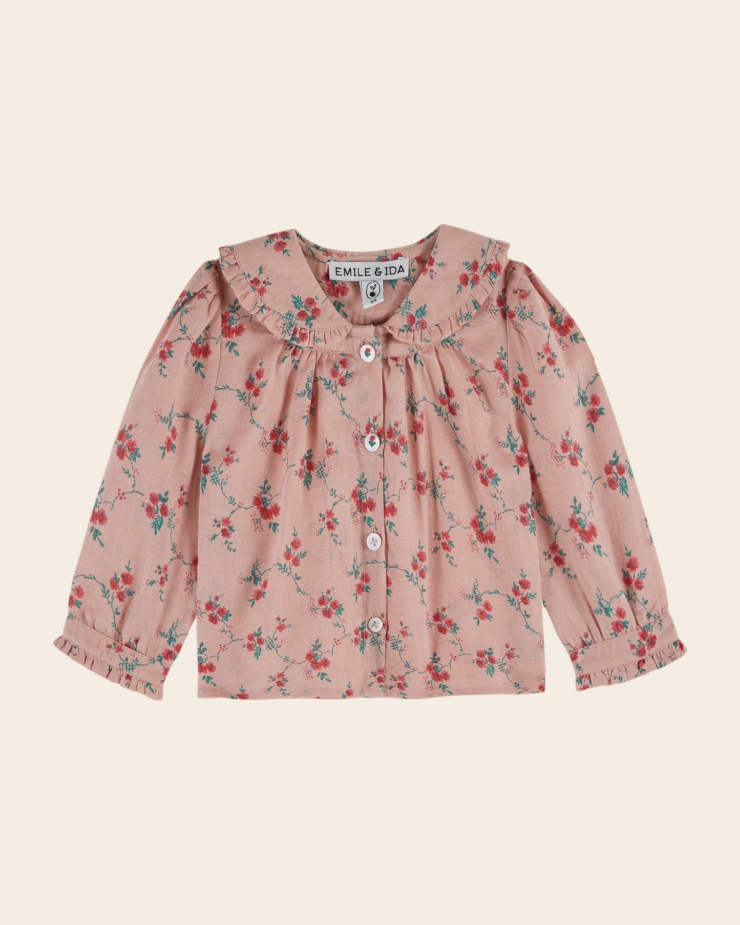 Blouse - Rose à fleurs rouges