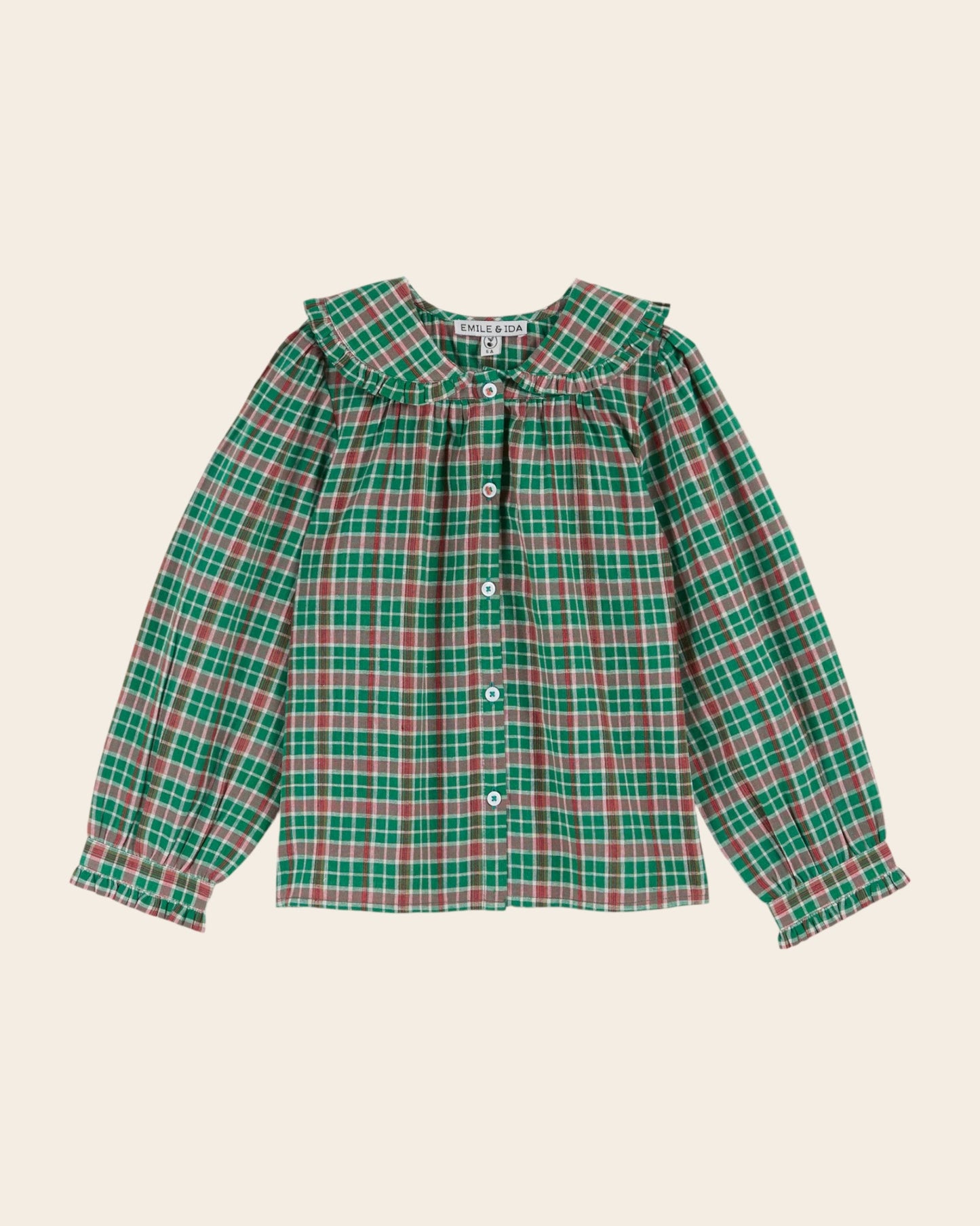 Blouse - Carreaux vert et rose