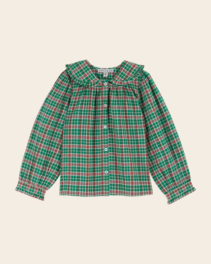 Blouse - Carreaux vert et rose