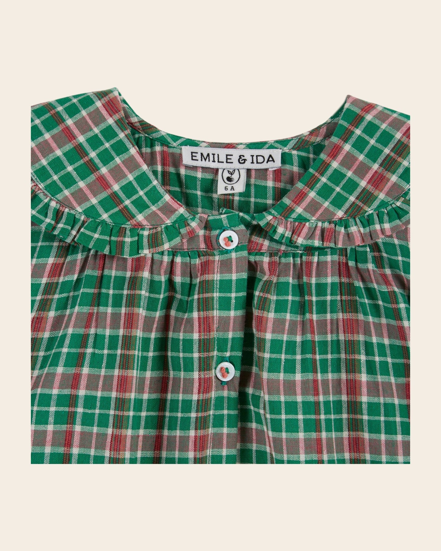 Blouse - Carreaux vert et rose