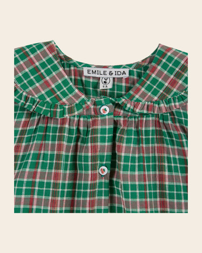 Blouse - Carreaux vert et rose