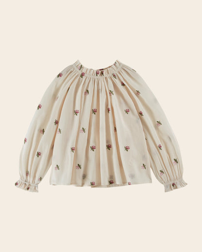 Blouse - Fleurs point de croix écru