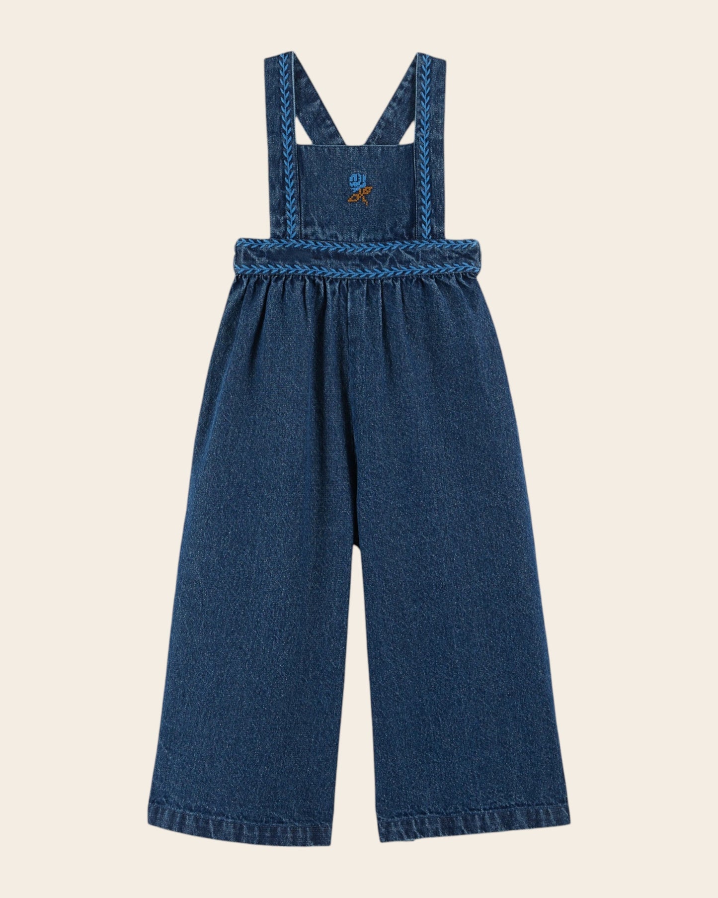 Salopette - Brodé denim bleu
