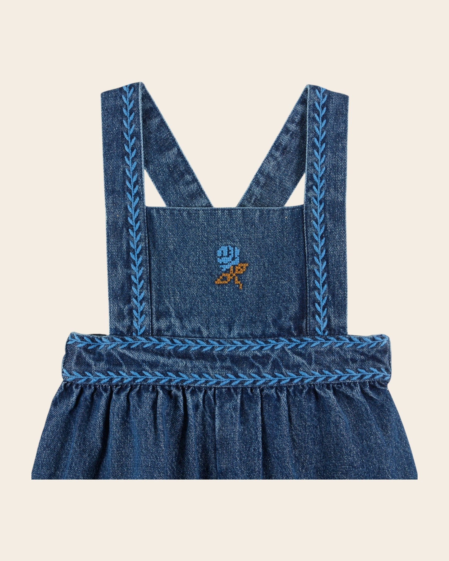 Salopette - Brodé denim bleu