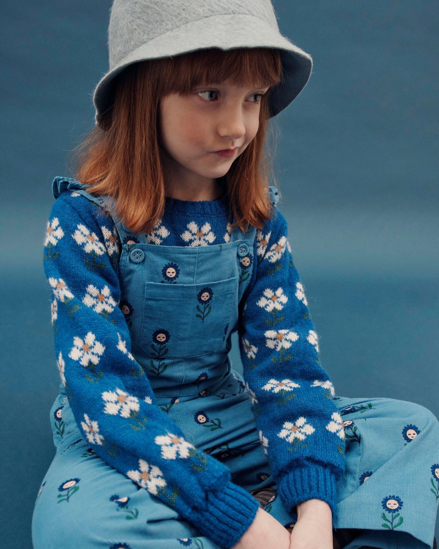 Salopette - Velours Marguerite bleu