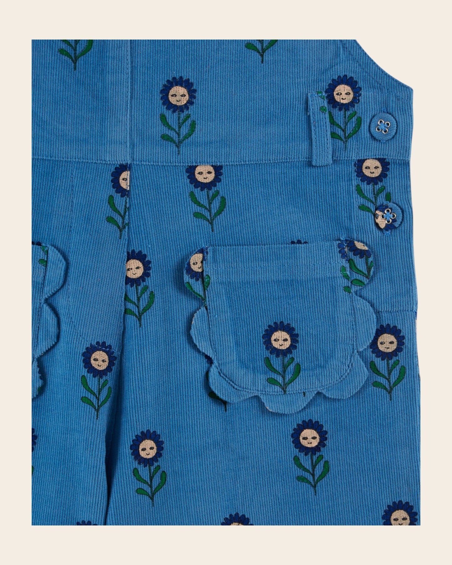 Salopette - Velours Marguerite bleu