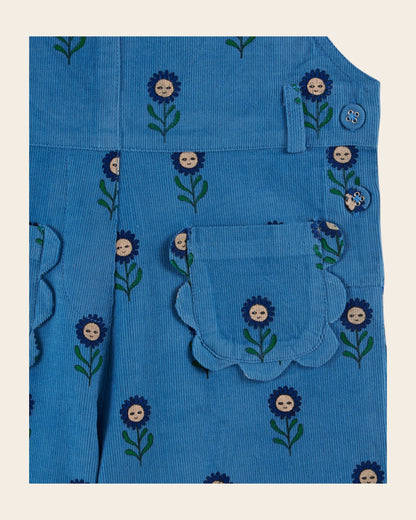 Salopette - Velours Marguerite bleu