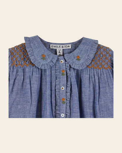 Blouse - Smockée chambray