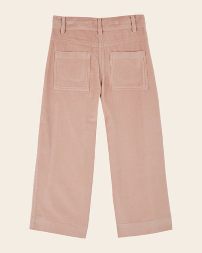 Pantalon - Velours point de croix rose