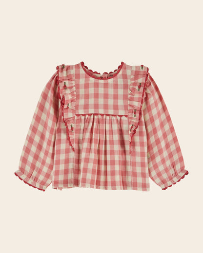 Blouse - Volanté vichy rose
