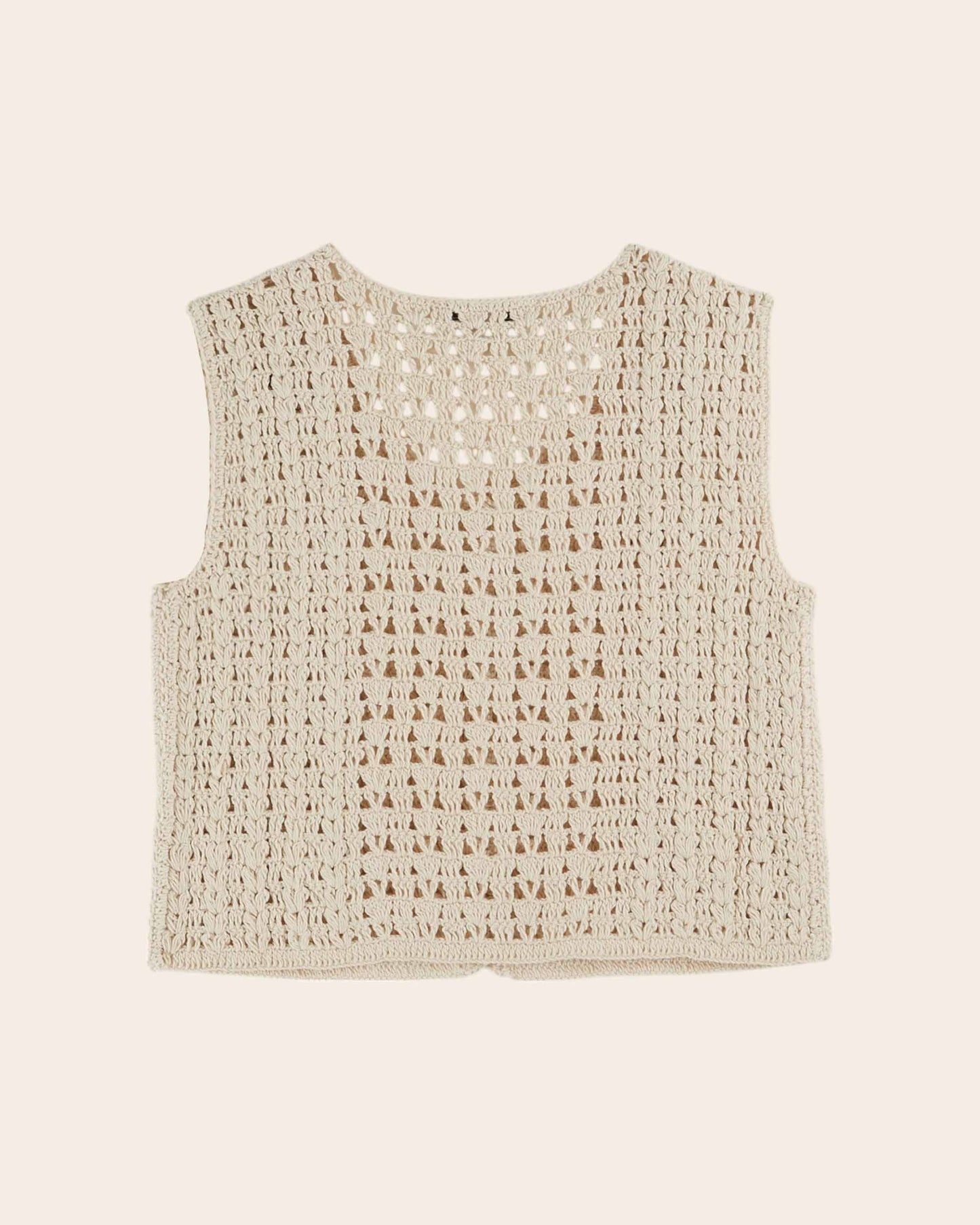 Gilet sans manches - Crochet brodé écru