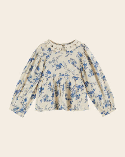 Blouse - Col crochet orchid bleu