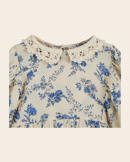 Blouse - Col crochet orchid bleu