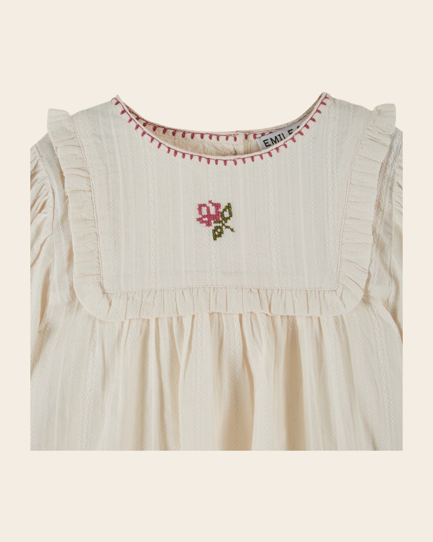 Blouse - Brodé à fleurs écru