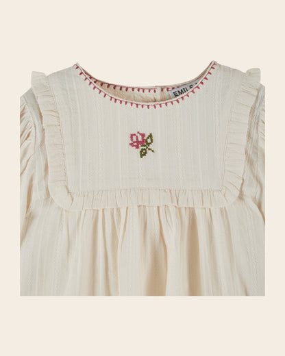 Blouse - Brodé à fleurs écru