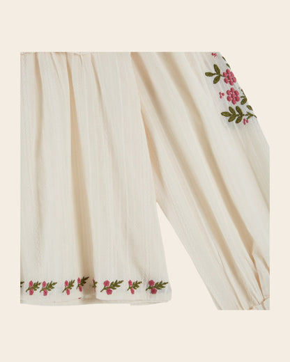 Blouse - Brodé à fleurs écru
