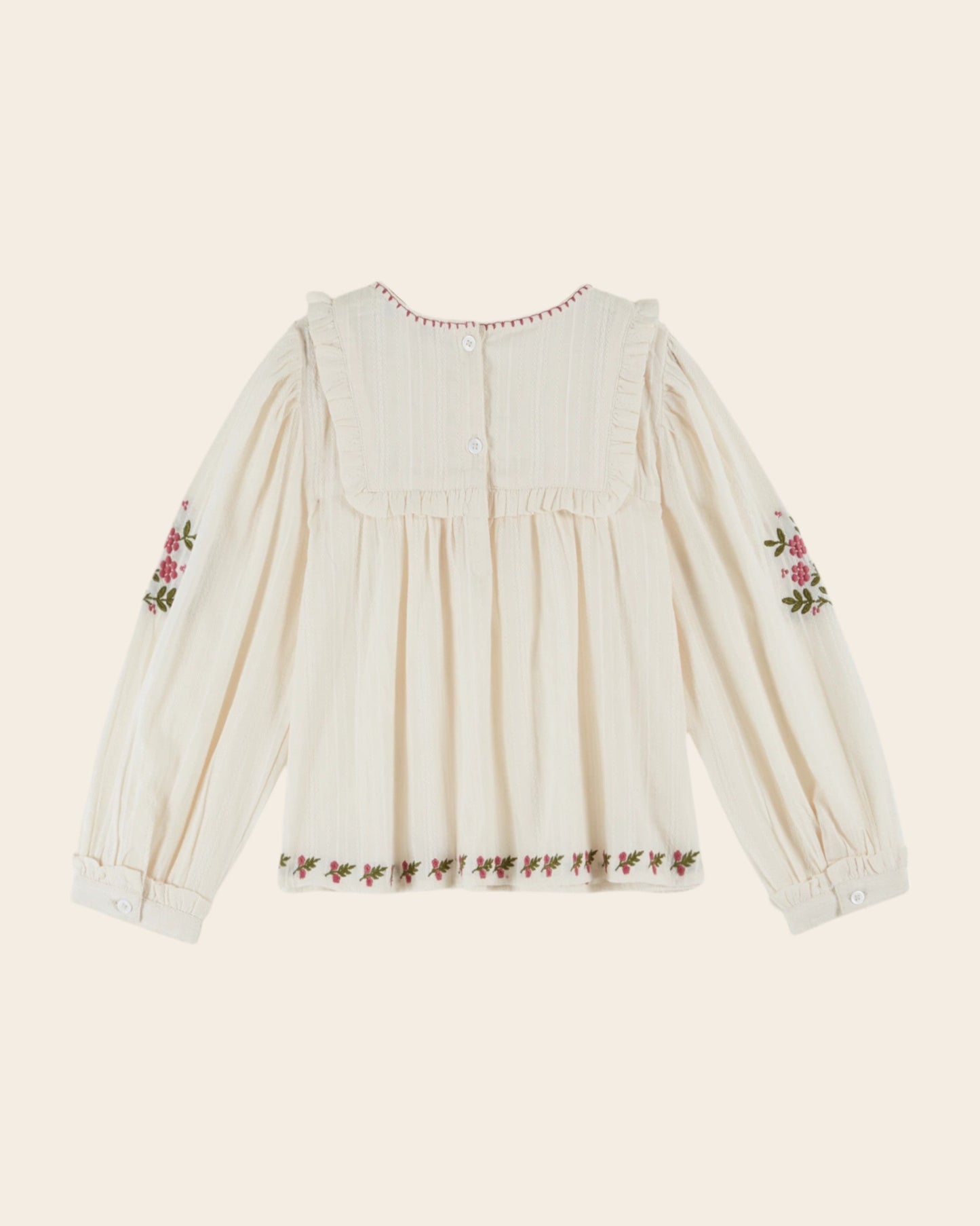 Blouse - Brodé à fleurs écru