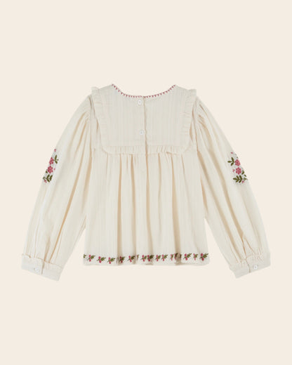 Blouse - Brodé à fleurs écru
