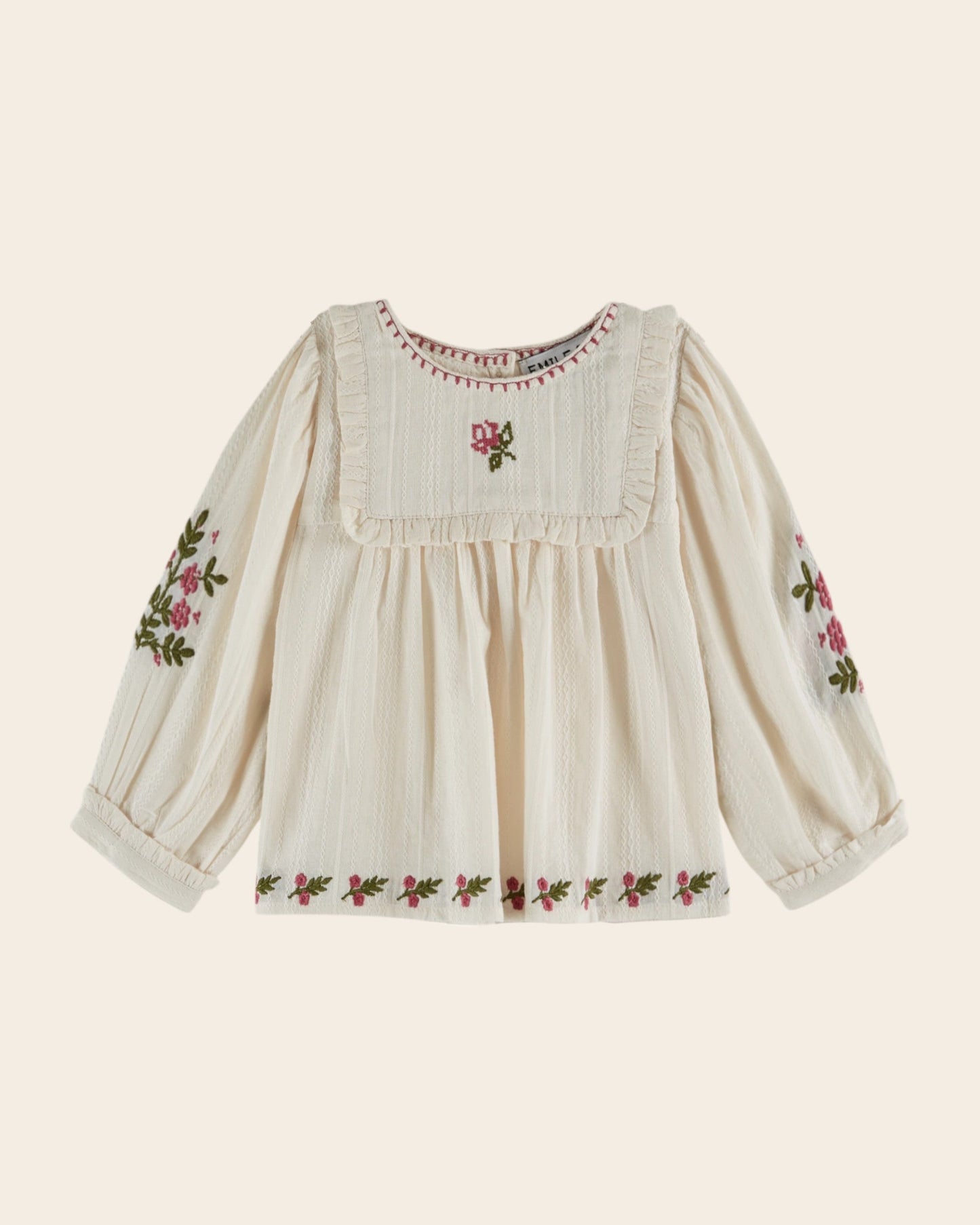 Blouse - Brodé à fleurs écru
