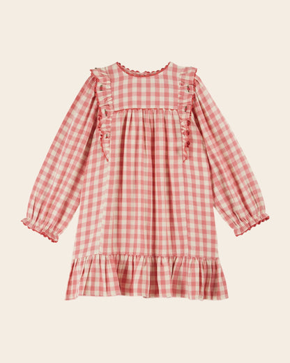 Robe - Volanté vichy rose